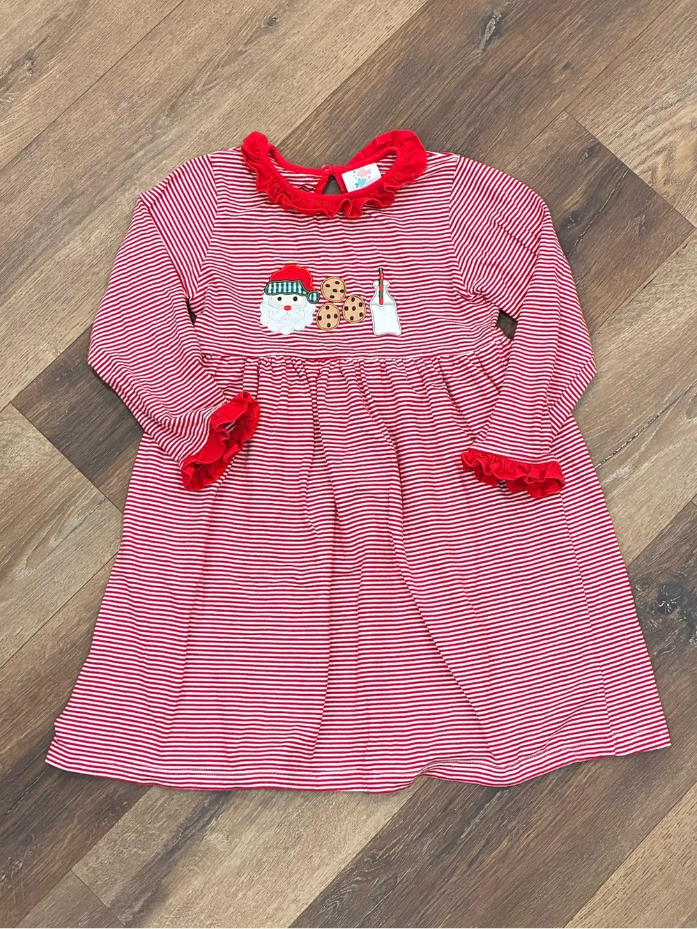 Stitchy Fish Red Stripe Christmas Dress Holiday Santa Milk Holiday 7 Girl